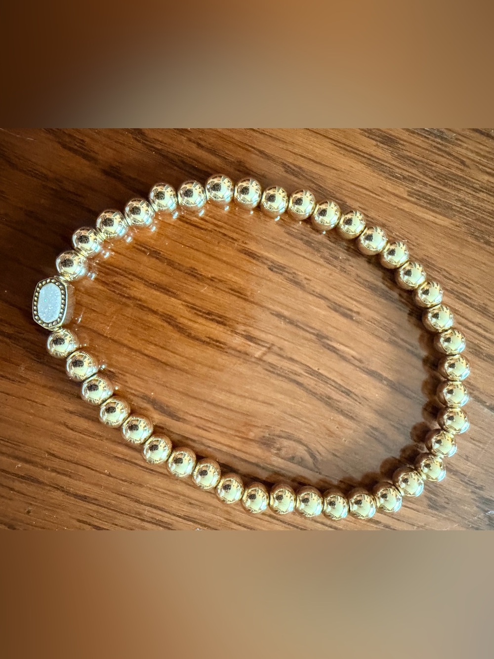 Kendra Scott Gold Beaded Stretch Bracelet with mother of pearl stone